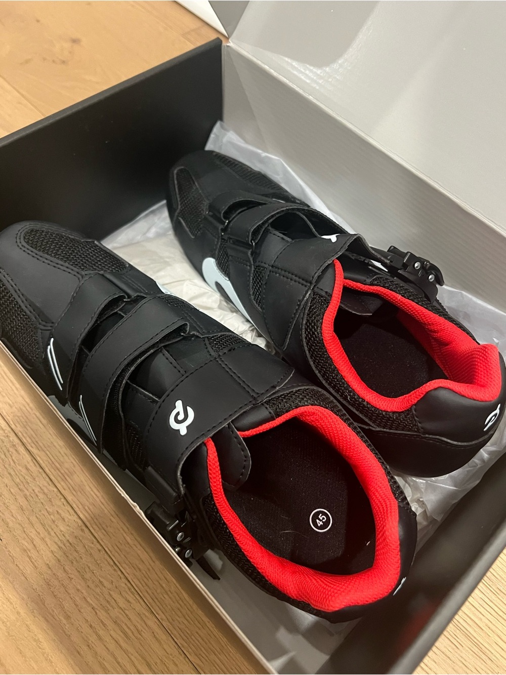 Peloton Men's Black Cycling Shoes with Red Lining - Men’s Size 11 (45)